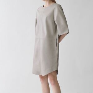 COS Light Grey Genuine Real Leather Oversized Dress Size M